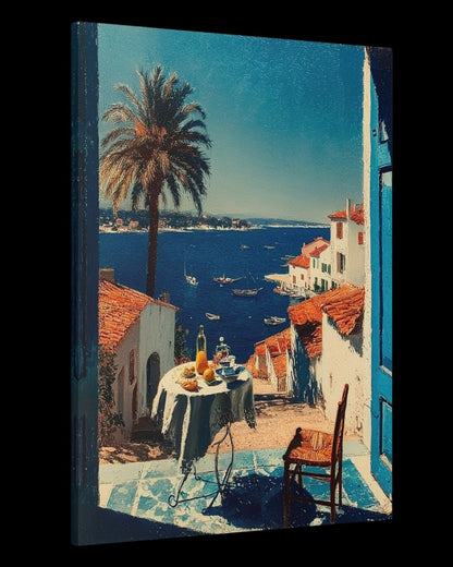 "Blue Solace" - Mediterranean Impasto Canvas Wall Art Print