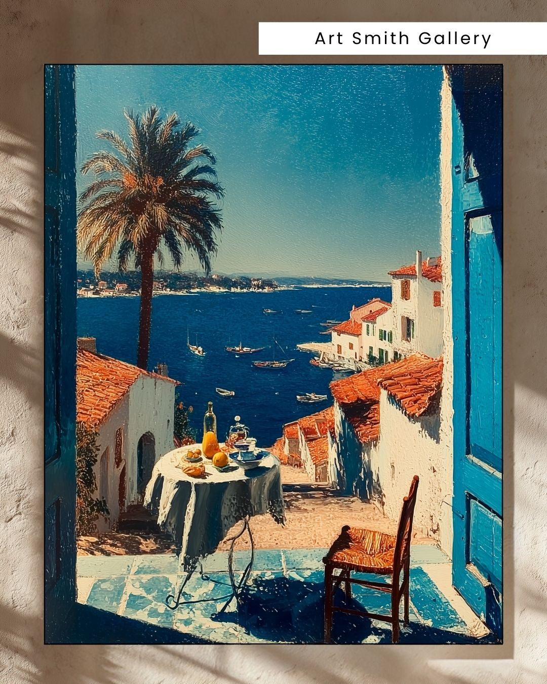 "Blue Solace" - Mediterranean Impasto Canvas Wall Art Print