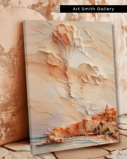 "Whispering Grove" - Beige Impasto Canvas Wall Art Print