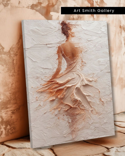 "Delicate Whirl" - Beige Impasto Canvas Wall Art Print