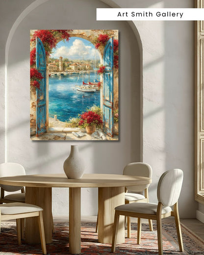"Archway to Azure" - Mediterranean Fine Art Canvas Wall Art Print