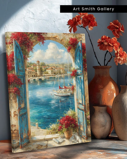 "Archway to Azure" - Mediterranean Fine Art Canvas Wall Art Print