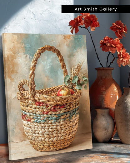 "Woven Basket" - Mediterranean Fine Art Canvas Wall Art Print