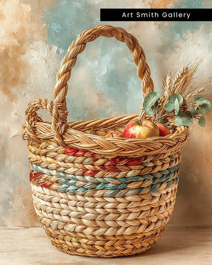 "Woven Basket" - Mediterranean Fine Art Canvas Wall Art Print