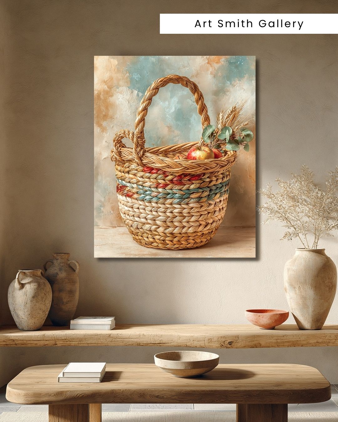 "Woven Basket" - Mediterranean Fine Art Canvas Wall Art Print