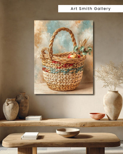 "Woven Basket" - Mediterranean Fine Art Canvas Wall Art Print