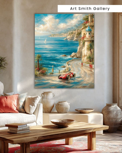 "Coastal Grand Prix" - Mediterranean Fine Art Canvas Wall Art Print