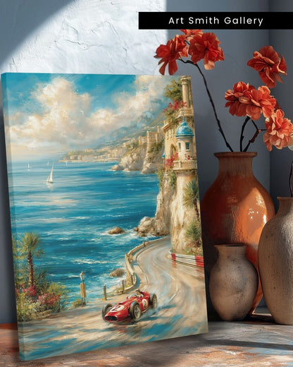 "Coastal Grand Prix" - Mediterranean Fine Art Canvas Wall Art Print
