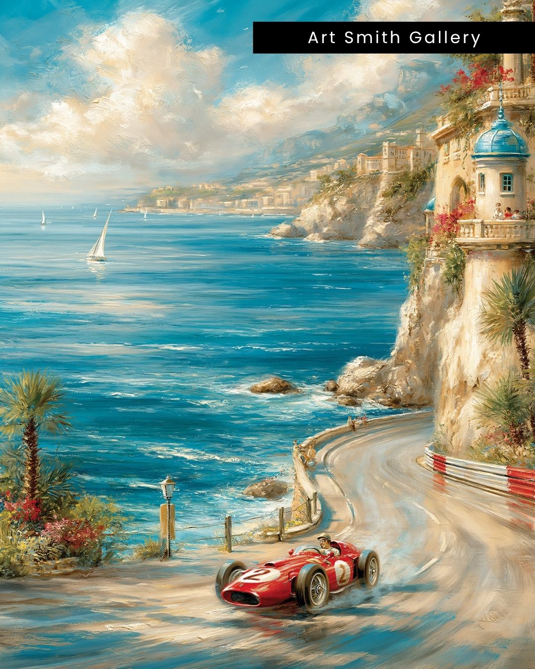 "Coastal Grand Prix" - Mediterranean Fine Art Canvas Wall Art Print
