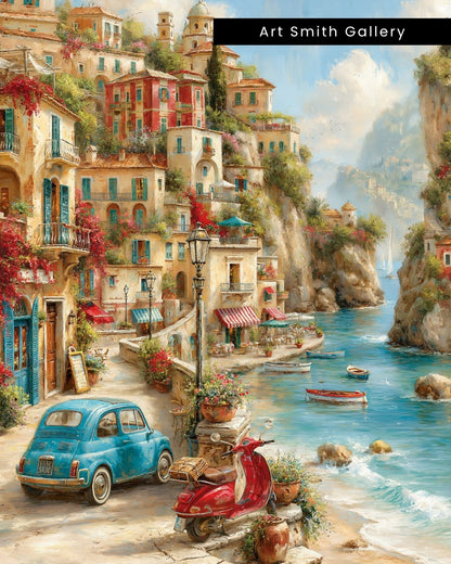 "Layered by the Sea" - Mediterranean Fine Art Canvas Wall Art Print
