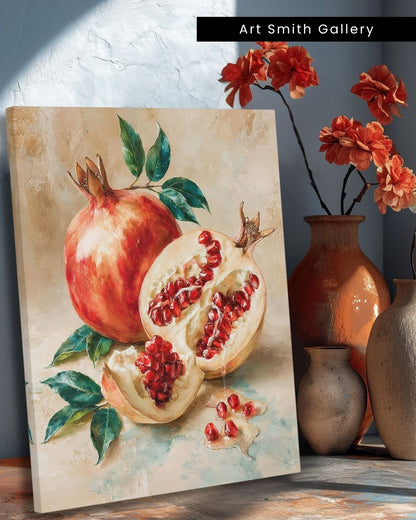 "Burst of the Pomegranate" - Mediterranean Fine Art Canvas Wall Art Print