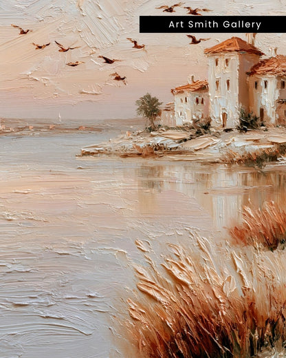 "Postcard Mirage" - Beige Impasto Canvas Wall Art Print